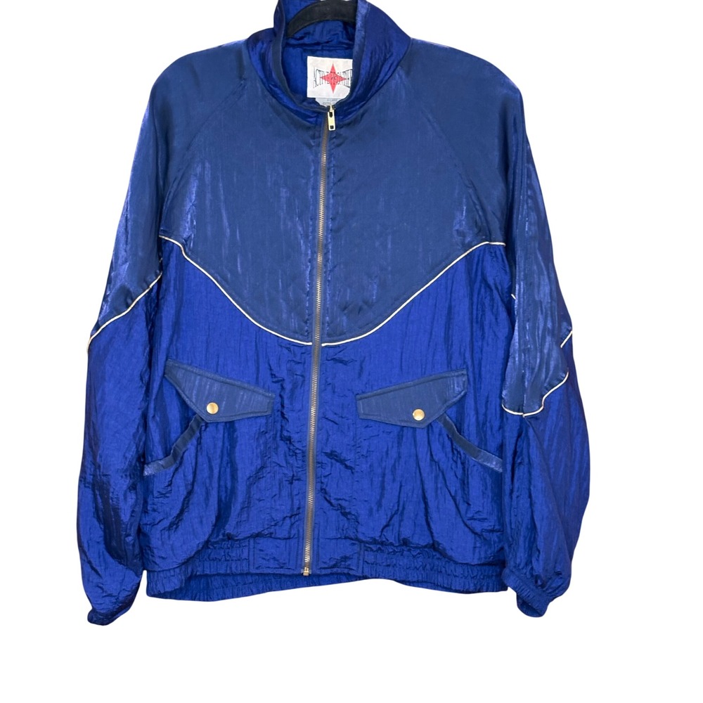 Active Frontier Windbreaker Jacket Womens XL Blue Excellent Vintage Colorblock
